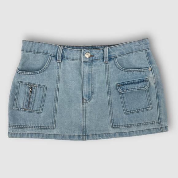 Y2K Vintage Rewash Light Wash Denim Cargo Mini Skirt Women’s Size 9 / 29 - Picture 1 of 7